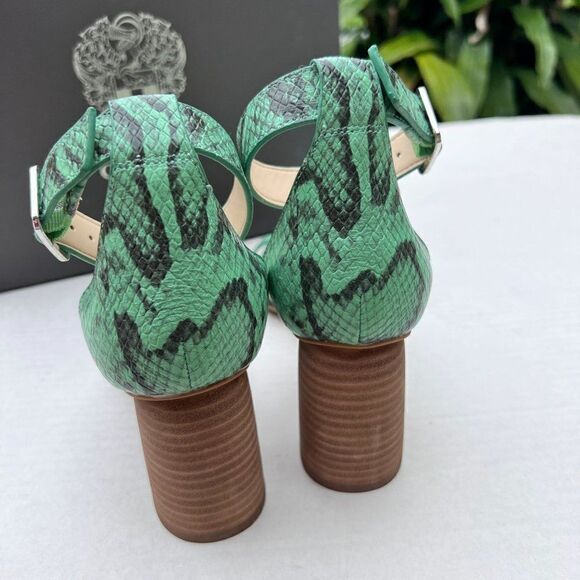 Vince Camuto MEJORLA Two-Piece Heeled Sandal Sz 8 WIDE in Green Cotia Snake - Picture 5 of 12